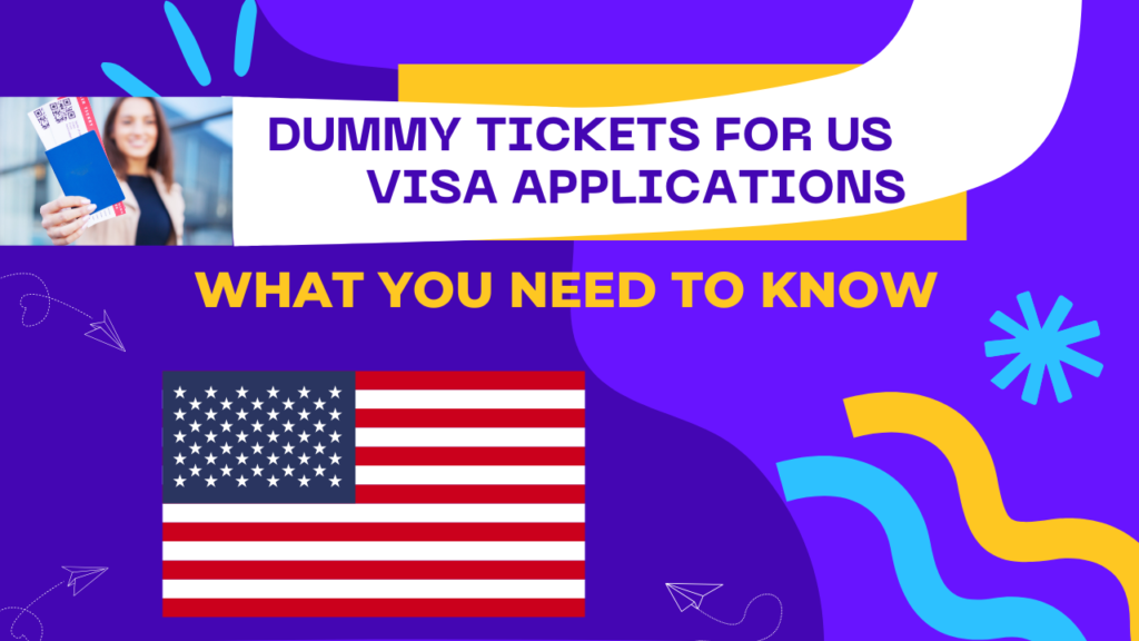 A sample dummy ticket for a US visa application, displaying essential flight details such as departure and arrival locations, flight number, travel dates, and passenger name. This temporary flight reservation serves as proof of onward travel, often required by US embassies and consulates during the visa application process. The ticket is not a fully paid booking but provides a verifiable itinerary to support visa approval.